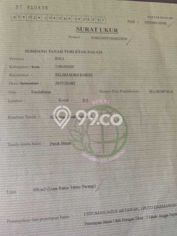 Untuk Dijual Tanah 500m2 di Antosari, Tabanan Untuk Dijual Tanah 500m2 di Antosari, Tabanan