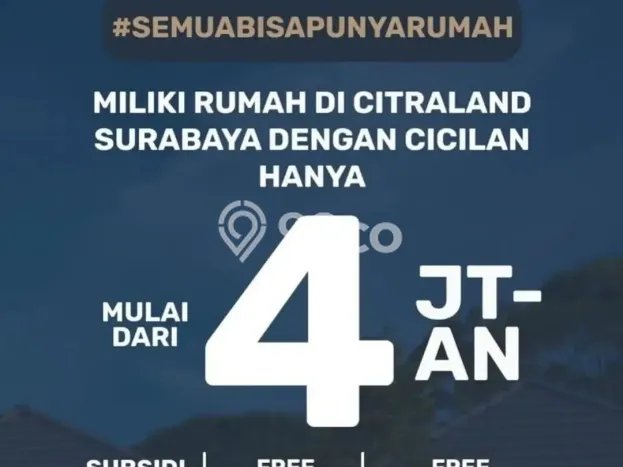 Rumah Dengan Harga Terbaik 2 Kamar Tidur Lokasi Strategis di Jantung Kota Citraland, Surabaya Rumah Dengan Harga Terbaik 2 Kamar Tidur Lokasi Strategis di Jantung Kota Citraland, Surabaya