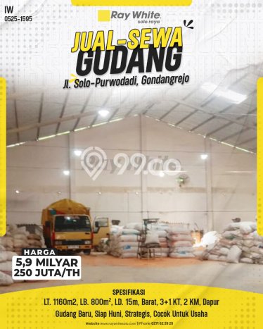 Gudang Komersial Disewakan di Gondangrejo Karanganyar Luas 800m2 Gudang Komersial Disewakan di Gondangrejo Karanganyar Luas 800m2