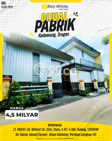 Pabrik Dijual Lokasi Stratagis di Kedawung Sragen Cocok untuk Investasi Pabrik Dijual Lokasi Stratagis di Kedawung Sragen Cocok untuk Investasi
