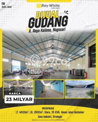 Gudang Dijual Lokasi Emas di Nogosari Luas 2800m2 Gudang Dijual Lokasi Emas di Nogosari Luas 2800m2