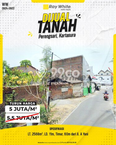Tanah untuk Dijual Lokasi Kartasura, Sukoharjo Luas 2568m2 SHM Tanah untuk Dijual Lokasi Kartasura, Sukoharjo Luas 2568m2 SHM