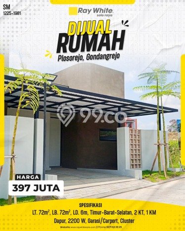 Rumah Sederhana Dijual Lokasi Gondangrejo 2 Kamar dengan Luas Tanah 72m2 Rumah Sederhana Dijual Lokasi Gondangrejo 2 Kamar dengan Luas Tanah 72m2