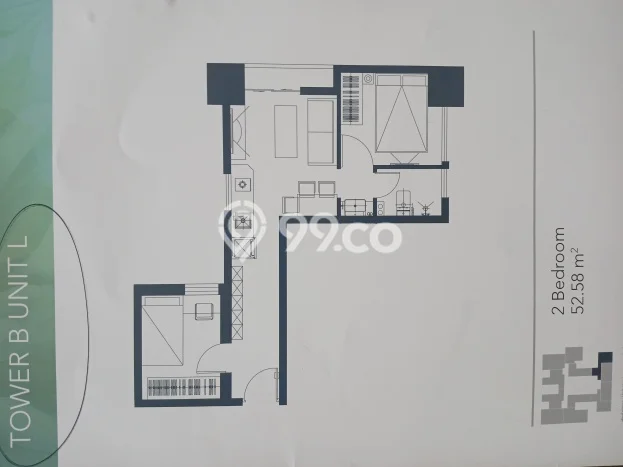 Hunian Apartemen 2 KT 1 KM Dijual di Cikarang Selatan Bekasi, Luas 52m2 Hunian Apartemen 2 KT 1 KM Dijual di Cikarang Selatan Bekasi, Luas 52m2