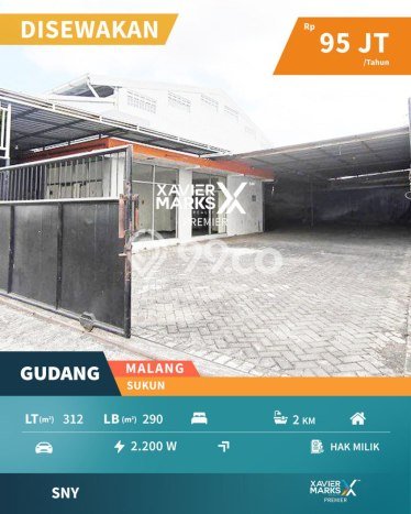 Gudang Kawasan Strategis di Sukun, Luas 290m2m², Posisi Prima Gudang Kawasan Strategis di Sukun, Luas 290m2m², Posisi Prima