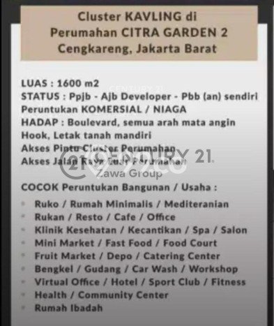 Dijual Tanah di Jakarta Barat, Luas 1600m2 SHM Dijual Tanah di Jakarta Barat, Luas 1600m2 SHM