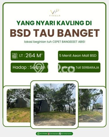 Tanah Lokasi Strategis Kawasan BSD City, Luas 264m2m², Akses ke Fasilitas Umum Tanah Lokasi Strategis Kawasan BSD City, Luas 264m2m², Akses ke Fasilitas Umum
