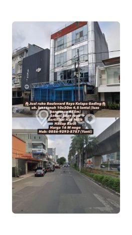 Ruko Dijual di Kelapa Gading LT 200m2, LB 675m2 untuk Investasi Ruko Dijual di Kelapa Gading LT 200m2, LB 675m2 untuk Investasi