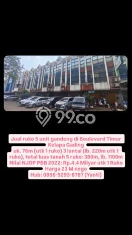 Ruko Area Premium di Kelapa Gading, Luas 220m2m², Jalan Utama Ruko Area Premium di Kelapa Gading, Luas 220m2m², Jalan Utama