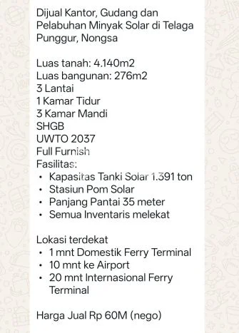 Lahan Dijual Lokasi Strategis di Batam dengan Luas 4140m2 Lahan Dijual Lokasi Strategis di Batam dengan Luas 4140m2