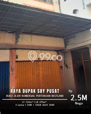 Untuk Dijual! Ruko di Surabaya Kota Surabaya LT 125m2 / LB 375m2 Kawasan Bisnis Untuk Dijual! Ruko di Surabaya Kota Surabaya LT 125m2 / LB 375m2 Kawasan Bisnis