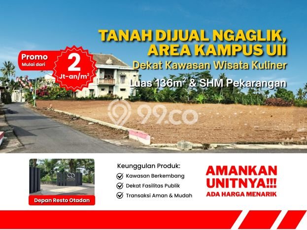 Jarang Ada! Tanah di Ngaglik Punya Luas 136m2 - Jarang Ada! Tanah di Ngaglik Punya Luas 136m2 -