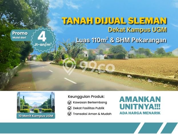 Lahan Kosong Dijual di Sleman, Sleman, Luas 110m2 Area Strategis Lahan Kosong Dijual di Sleman, Sleman, Luas 110m2 Area Strategis