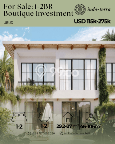Apartemen Nyaman untuk Dijual di Ubud, Gianyar, Bali Apartemen Nyaman untuk Dijual di Ubud, Gianyar, Bali