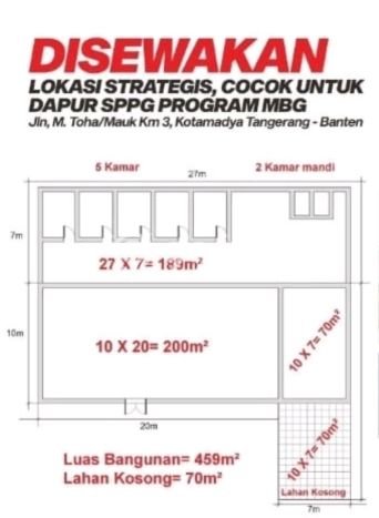 Gudang Disewa di Tangerang, Tangerang, LT 459m2 / LB 459m2 Gudang Disewa di Tangerang, Tangerang, LT 459m2 / LB 459m2