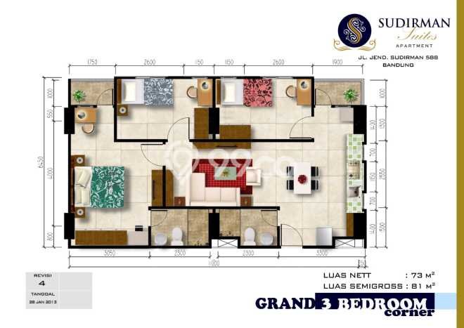 Apartemen Cozy Dijual di Bandung Spesifikasi 3 KT, 2 KM Apartemen Cozy Dijual di Bandung Spesifikasi 3 KT, 2 KM