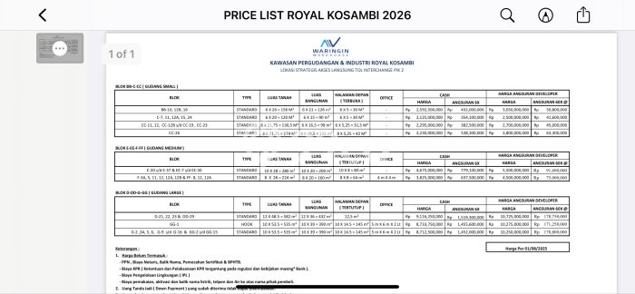 Gudang Dijual Lokasi Emas di Kosambi Luas 99m2 Gudang Dijual Lokasi Emas di Kosambi Luas 99m2