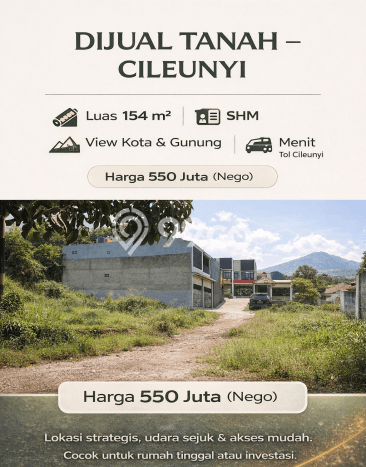 Lahan Dijual Lokasi Cileunyi, Bandung dengan Luas Tanah 154m2 dan Status SHM Lahan Dijual Lokasi Cileunyi, Bandung dengan Luas Tanah 154m2 dan Status SHM