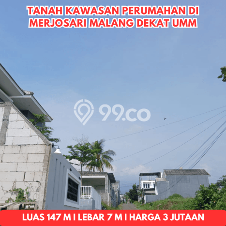 Untuk Dijual Tanah 147m2 di Malang Kota, Malang Untuk Dijual Tanah 147m2 di Malang Kota, Malang