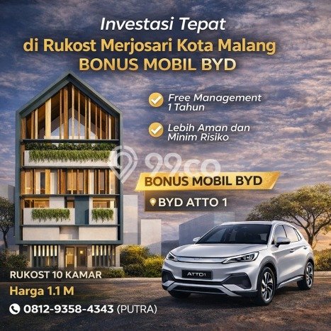 Jual Rumah Eksklusif 10 KT di Merjosari, Malang Jual Rumah Eksklusif 10 KT di Merjosari, Malang