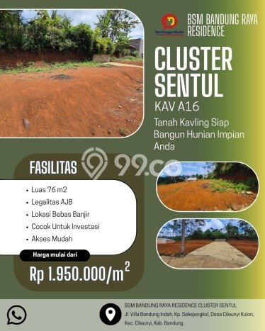 Tanah Dijual Lokasi Cileunyi, Bandung dengan Luas Tanah 76m2 dan Status AJB Tanah Dijual Lokasi Cileunyi, Bandung dengan Luas Tanah 76m2 dan Status AJB