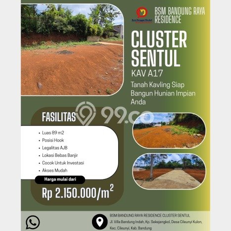 Lahan Kosong Dijual di Cileunyi, Bandung, Luas 89m2 Area Strategis Lahan Kosong Dijual di Cileunyi, Bandung, Luas 89m2 Area Strategis