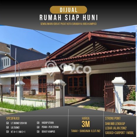 For Sale! Premium House LT 360m2 Desain Modern di Surabaya Kota For Sale! Premium House LT 360m2 Desain Modern di Surabaya Kota