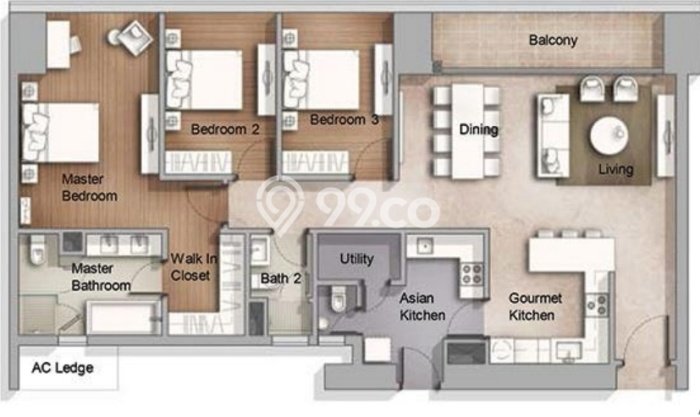 Hunian Apartemen High-Class untuk Dijual di Jakarta Pusat dengan 3 BR & 2 Kamar Mandi Hunian Apartemen High-Class untuk Dijual di Jakarta Pusat dengan 3 BR & 2 Kamar Mandi