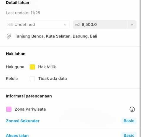 Kavling Tanah untuk Dijual di Tanjung Benoa, Badung, Luas 9815m2 Kavling Tanah untuk Dijual di Tanjung Benoa, Badung, Luas 9815m2