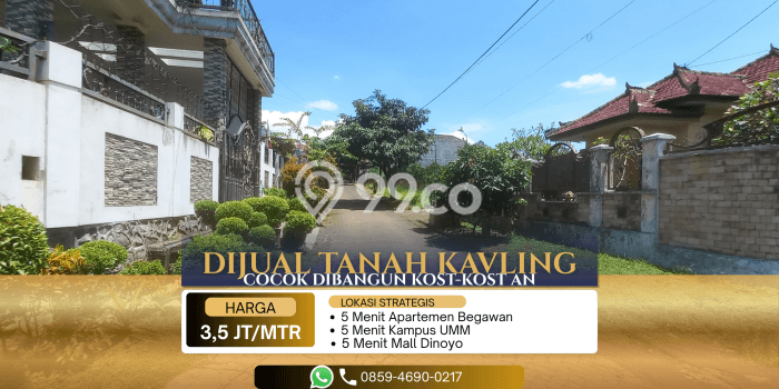 Dijual Tanah Lokasi Merjosari, Malang Seluas 168m2 Dijual Tanah Lokasi Merjosari, Malang Seluas 168m2