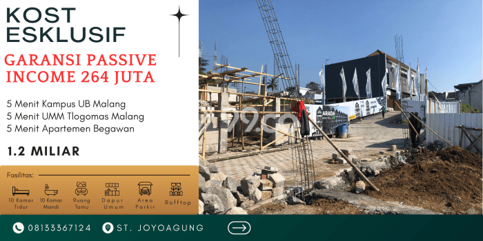 Dijual Rumah Kost di Merjosari, Malang, 10 KT, 10 KM, Bangunan 132m2 Dijual Rumah Kost di Merjosari, Malang, 10 KT, 10 KM, Bangunan 132m2