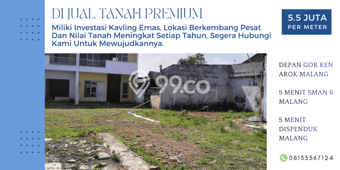Tanah Dijual di Malang Seluas 60m2 Strategis Tanah Dijual di Malang Seluas 60m2 Strategis