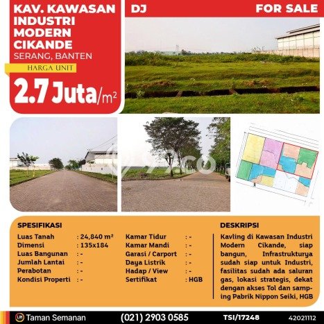 Jarang Ada! Tanah di Cikande Punya Luas 24840m2 - Jarang Ada! Tanah di Cikande Punya Luas 24840m2 -