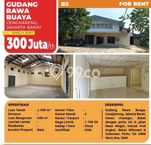 Gudang Disewakan Cepat di Cengkareng Jakarta Barat LB 880m2 Gudang Disewakan Cepat di Cengkareng Jakarta Barat LB 880m2