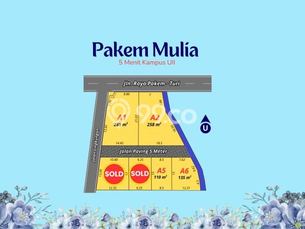 Untuk Dijual Tanah 269m2 di Sleman, Yogyakarta Untuk Dijual Tanah 269m2 di Sleman, Yogyakarta
