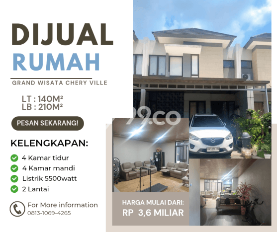Rumah Mewah LB 210m2 Siap Pakai Desain Elegan di Grand Wisata, Bekasi Rumah Mewah LB 210m2 Siap Pakai Desain Elegan di Grand Wisata, Bekasi