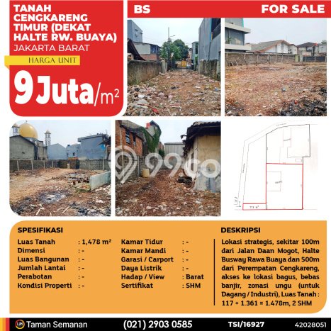 Tanah Kosong Dijual di Jakarta Barat dengan Area 1478m2 Tanah Kosong Dijual di Jakarta Barat dengan Area 1478m2