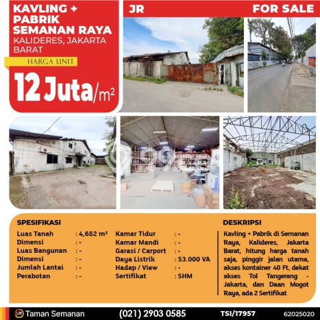 Tanah Dijual di Jakarta Barat Seluas 4682m2 Strategis Tanah Dijual di Jakarta Barat Seluas 4682m2 Strategis