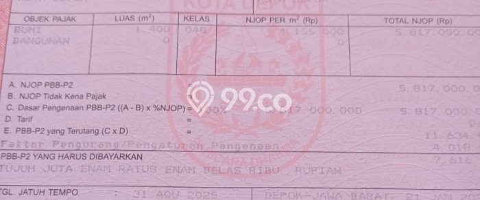 Lahan Kosong Dijual di Pancoran Mas, Depok, Luas 16720m2 Area Strategis Lahan Kosong Dijual di Pancoran Mas, Depok, Luas 16720m2 Area Strategis