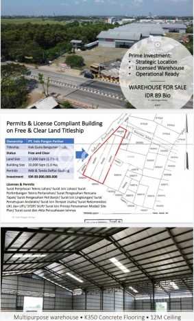 Unit Gudang Dijual di Karawang Barat Karawang Luas Tanah 10700m2, Luas Bangunan 10000m2 Unit Gudang Dijual di Karawang Barat Karawang Luas Tanah 10700m2, Luas Bangunan 10000m2