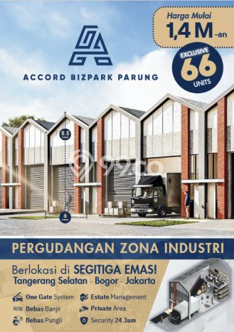 FOR SALE! Gudang di Gunung Sindur Bogor, LT 108m2, LB 72m2 FOR SALE! Gudang di Gunung Sindur Bogor, LT 108m2, LB 72m2