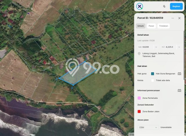 Jarang Ada! Tanah di Tabanan Punya Luas 6625m2 - Jarang Ada! Tanah di Tabanan Punya Luas 6625m2 -