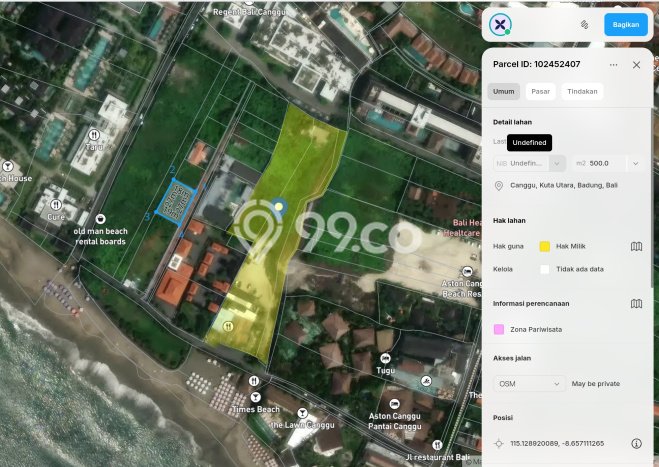 Dijual Tanah di Badung, Luas 7675m2 - Dijual Tanah di Badung, Luas 7675m2 -