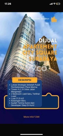 Dijual Apartemen 1 KT di Surabaya Luas 31m2 Dijual Apartemen 1 KT di Surabaya Luas 31m2