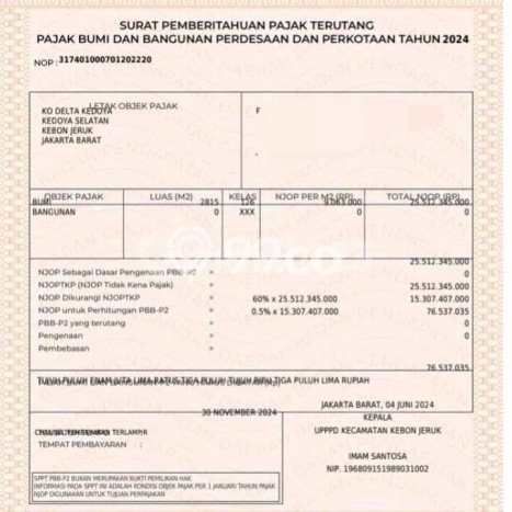 Tanah Kavling Dijual di Jakarta Barat dengan Spesifikasi 2815m2 Tanah Kavling Dijual di Jakarta Barat dengan Spesifikasi 2815m2