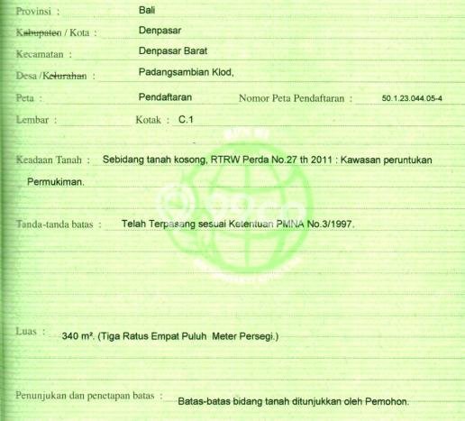 Tanah Siap Bangun Dijual di Badung Punya Luas 340m2 Tanah Siap Bangun Dijual di Badung Punya Luas 340m2