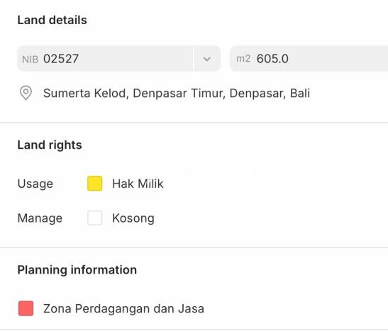 Tanah Kavling Dijual di Renon, Denpasar dengan Luas Tanah 605m2 Tanah Kavling Dijual di Renon, Denpasar dengan Luas Tanah 605m2
