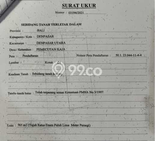Tanah Dijual Lokasi Denpasar Barat, Denpasar dengan Luas Tanah 765m2 dan Status SHM Tanah Dijual Lokasi Denpasar Barat, Denpasar dengan Luas Tanah 765m2 dan Status SHM