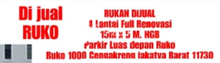 Ruko Dijual di Prime Area Jakarta Barat Luas 300m2 Ruko Dijual di Prime Area Jakarta Barat Luas 300m2
