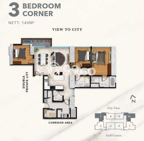 Apartemen Modern Dijual di Karawaci, Tangerang Punya 3 KT / 3 Kamar Mandi Apartemen Modern Dijual di Karawaci, Tangerang Punya 3 KT / 3 Kamar Mandi
